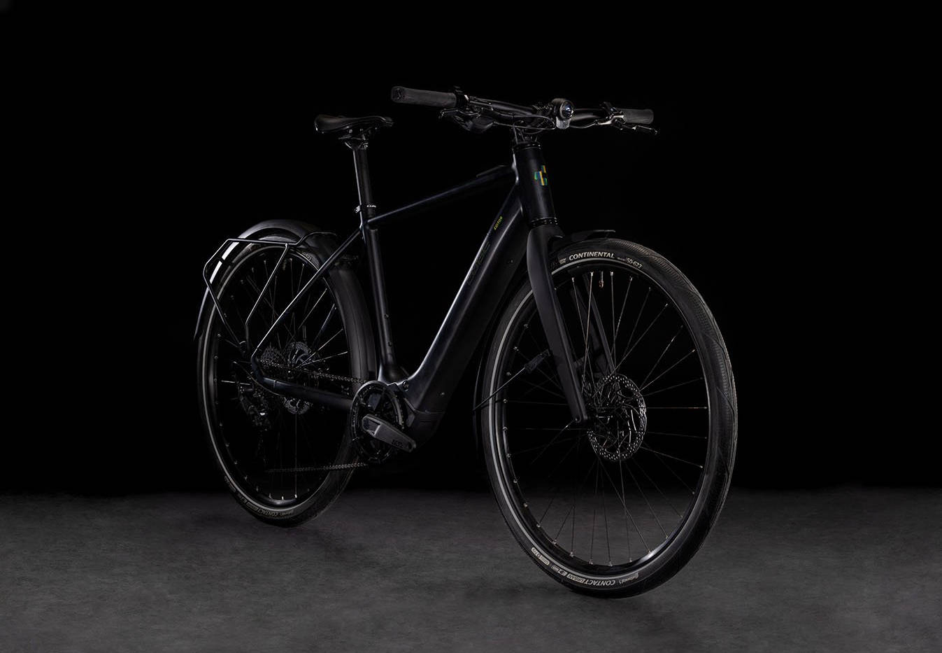 2024 Cube Editor Hybrid Pro FE 400X 400Wh Performance SX Electric Bike In Black Spectral Angled Front View